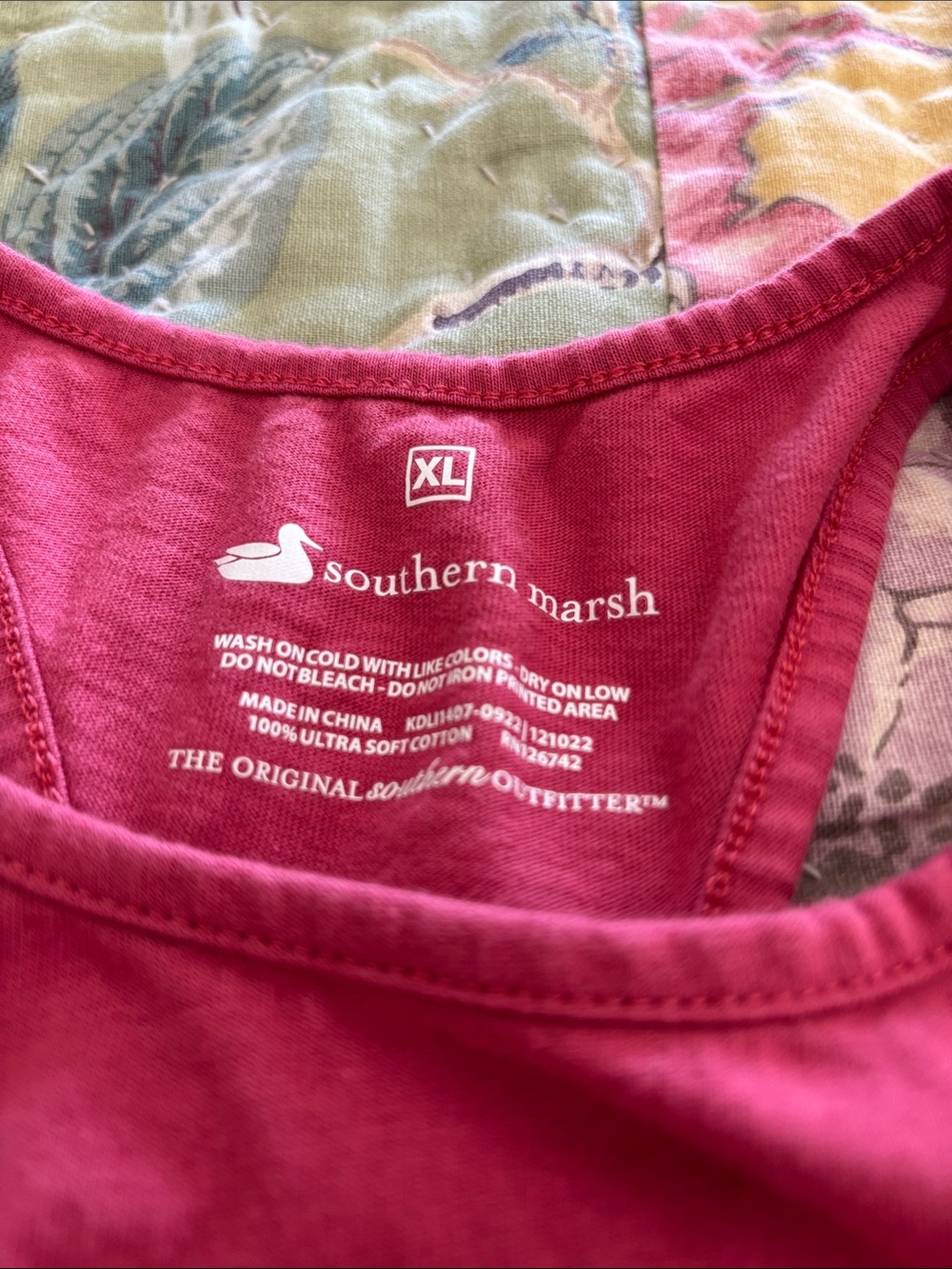 Southern Marsh Raspberry Graphic Racerback Tank with Peach Print - Picture 2 of 3
